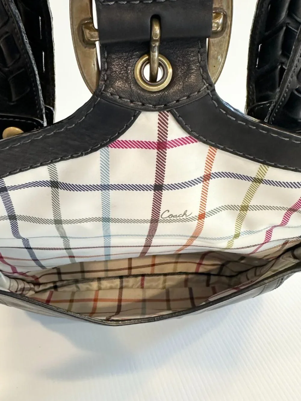 COACH Bleecker Legacy Tattersall Shopper with Matching Mini Pouch - Picture 12 of 16